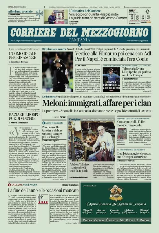 Prima-pagina-corriere del mezzogiorno-del-2024-06-05